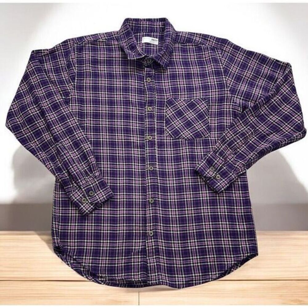 Zara Women's Purple Plaid Size Medium Button Down Outdoor Casual